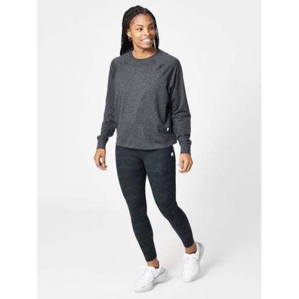 Vuori Womens Charcoal Heather Grey Long Sleeve Banded Hem Active Top VW133 Small